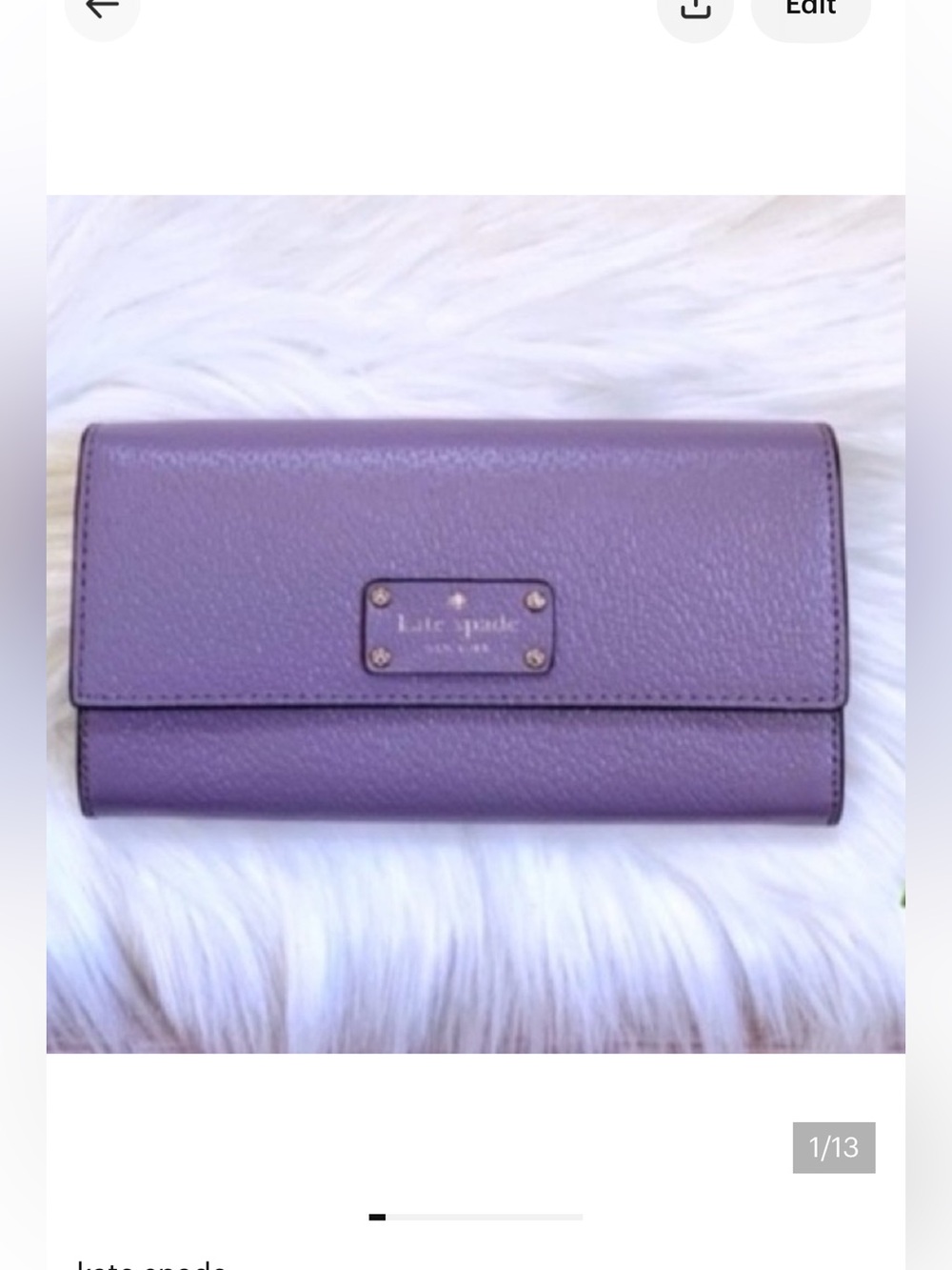 Kate Spade NWT Wellesley Lush Lilac Leather fold over continental Wallet